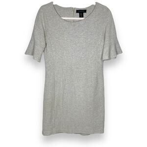 Tahari Grey Ponté Knit Ruffle Bell Sleeve Dress Size 2